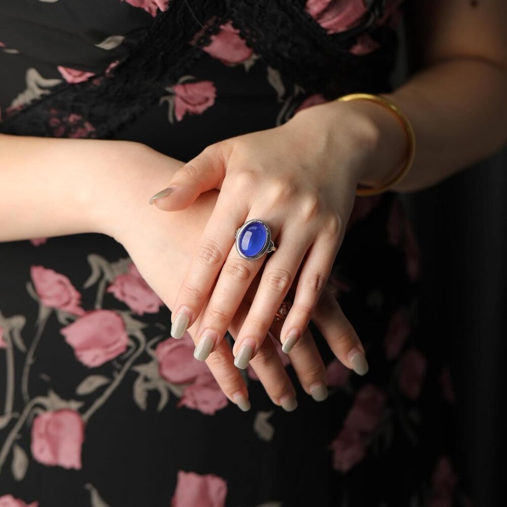 Oval Mood Ring Sterling Silver Large 18mm Color Changing Emotional Jewelry - Picture 5 of 5